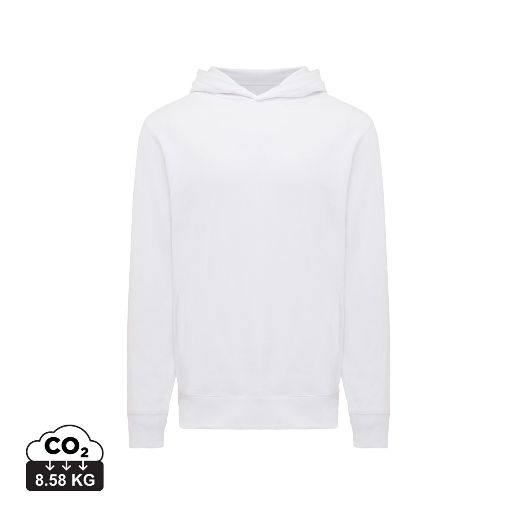 Sweat capuche personnalisé unisexe coton bio 280g Iqoniq Yengo recycled white